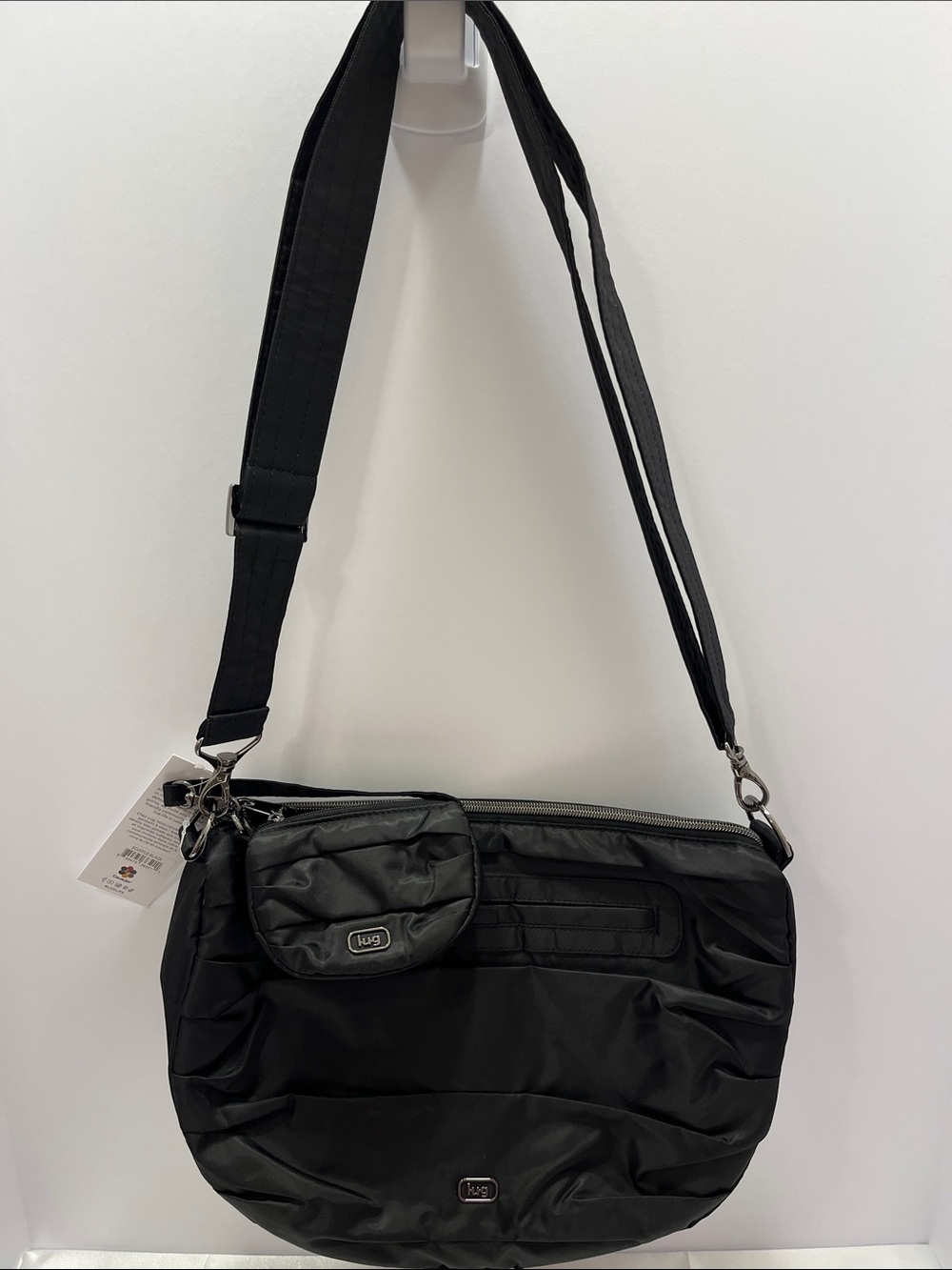 LUG - Scuffle Pleated Crossbody Bag with Disco Pouch - Black